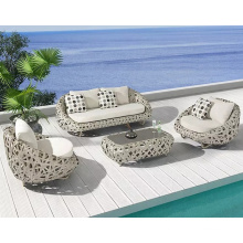 High quality Outdoor Rattan Furniture Round Sofa Lounge Waterproof Round Sofa Bed Wicker Sofa